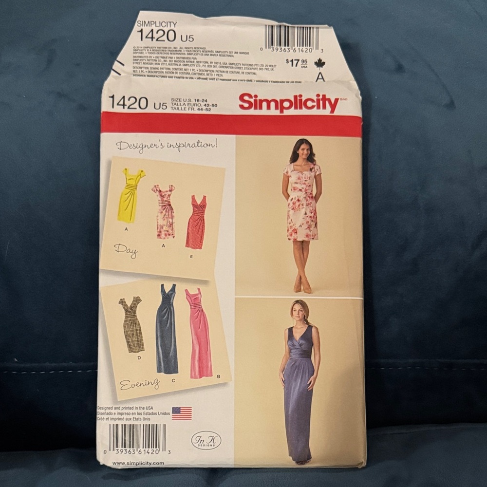 Simplicity Pattern 1420 - Day & Evening Wear Dress Designs UNCUT